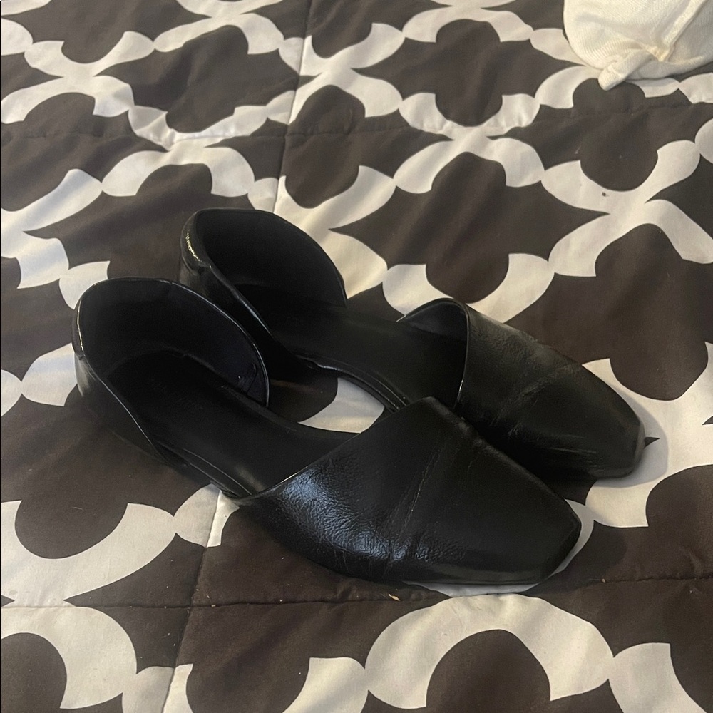 Old Navy Black Faux Leather D'Orsay Slip-On Flats